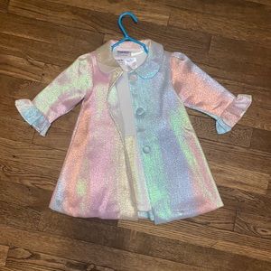 EUC Blue Beri Boulevard baby girl dress and matching jacket rainbow size 18M
